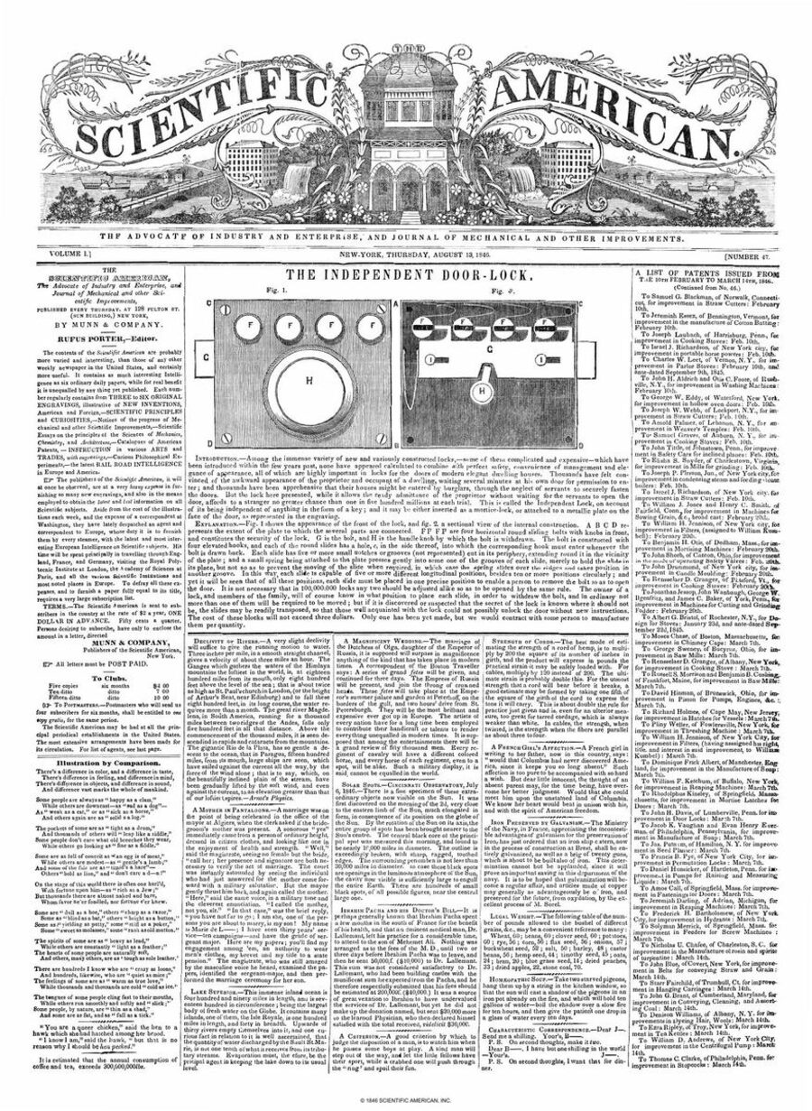 Scientific American. The Advocate of Industry and Enterprise, and Journal of Mechanical and Other Improvements. Volume II, Number 37, August 19, 1847